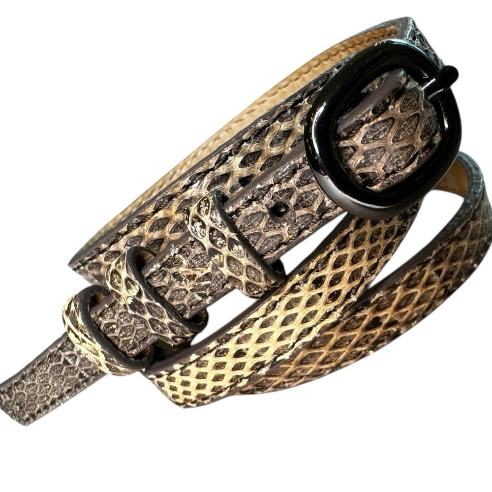 J Crew Y2K Genuine Leather Snakeskin Print Skinny Belt Small